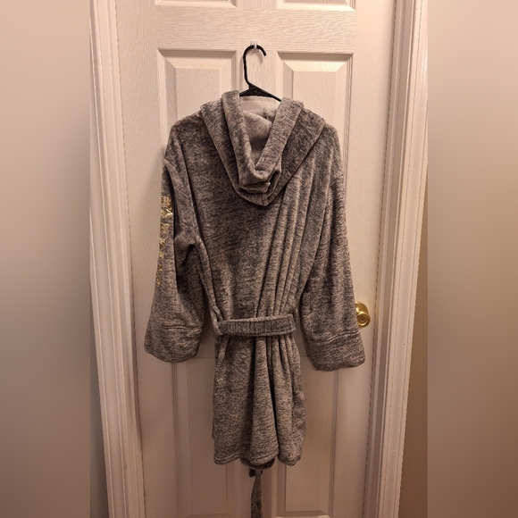 Victoria's Secret PINK robe heathered grey size M/L like new sequins bling - Picture 4 of 4
